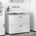 Badezimmerschrank mit Speicher Hochglanz Weiß 76,5 x 35 x 64 cm