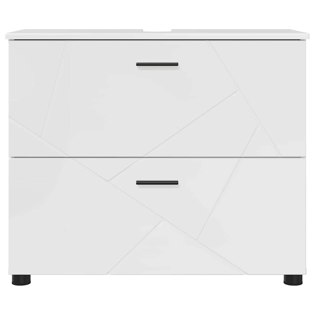 Badezimmerschrank mit Speicher Hochglanz Weiß 76,5 x 35 x 64 cm