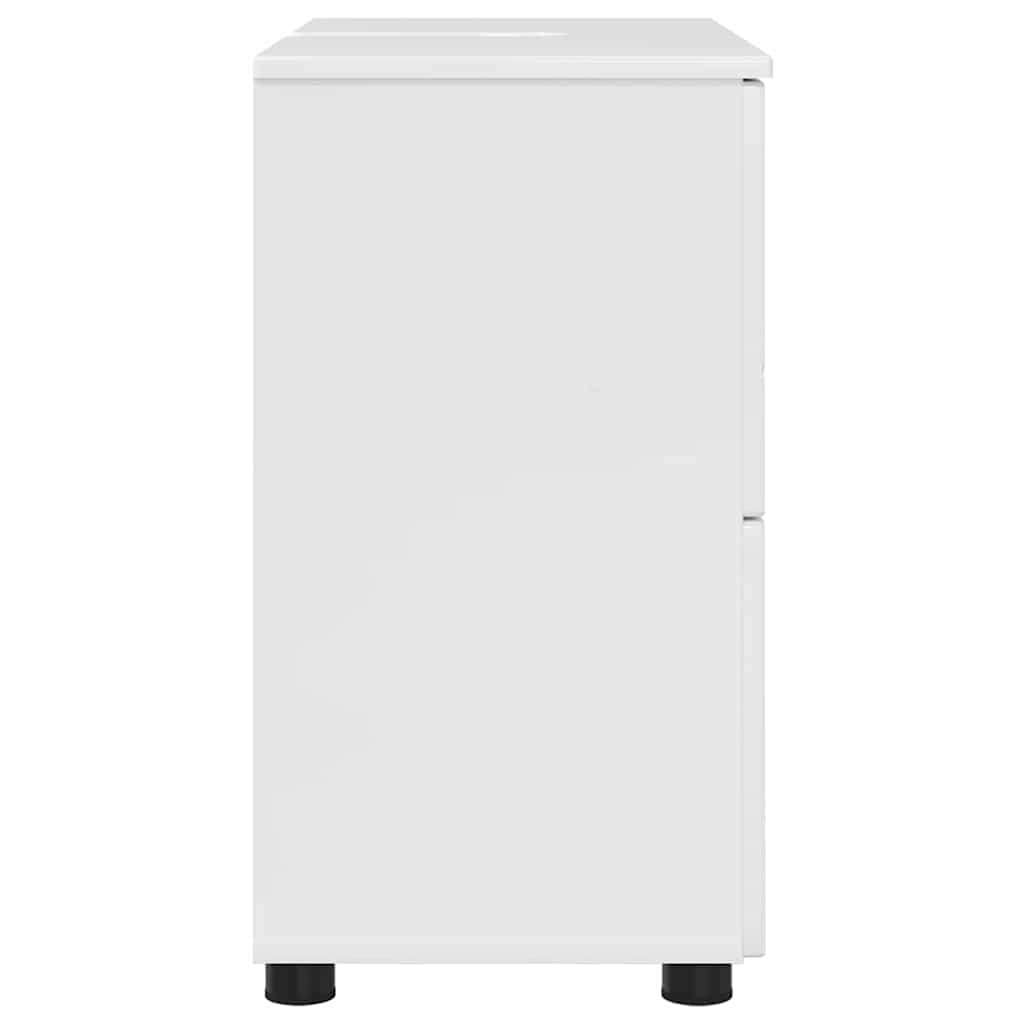 Badezimmerschrank mit Speicher Hochglanz Weiß 76,5 x 35 x 64 cm