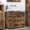 Badezimmerschrank mit Tür Geräucherte Eiche 76,5 x 35 x 64 cm