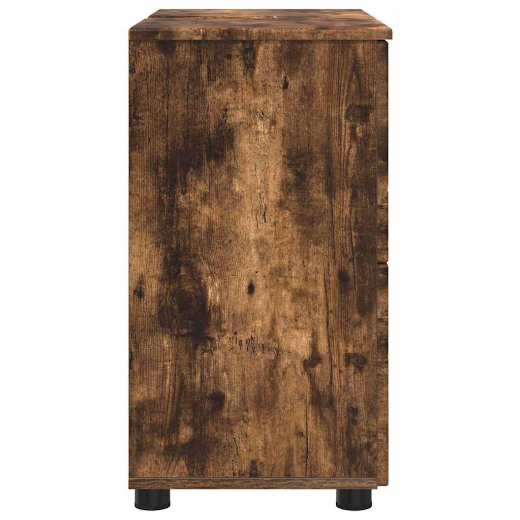 Badezimmerschrank mit Tür Geräucherte Eiche 76,5 x 35 x 64 cm
