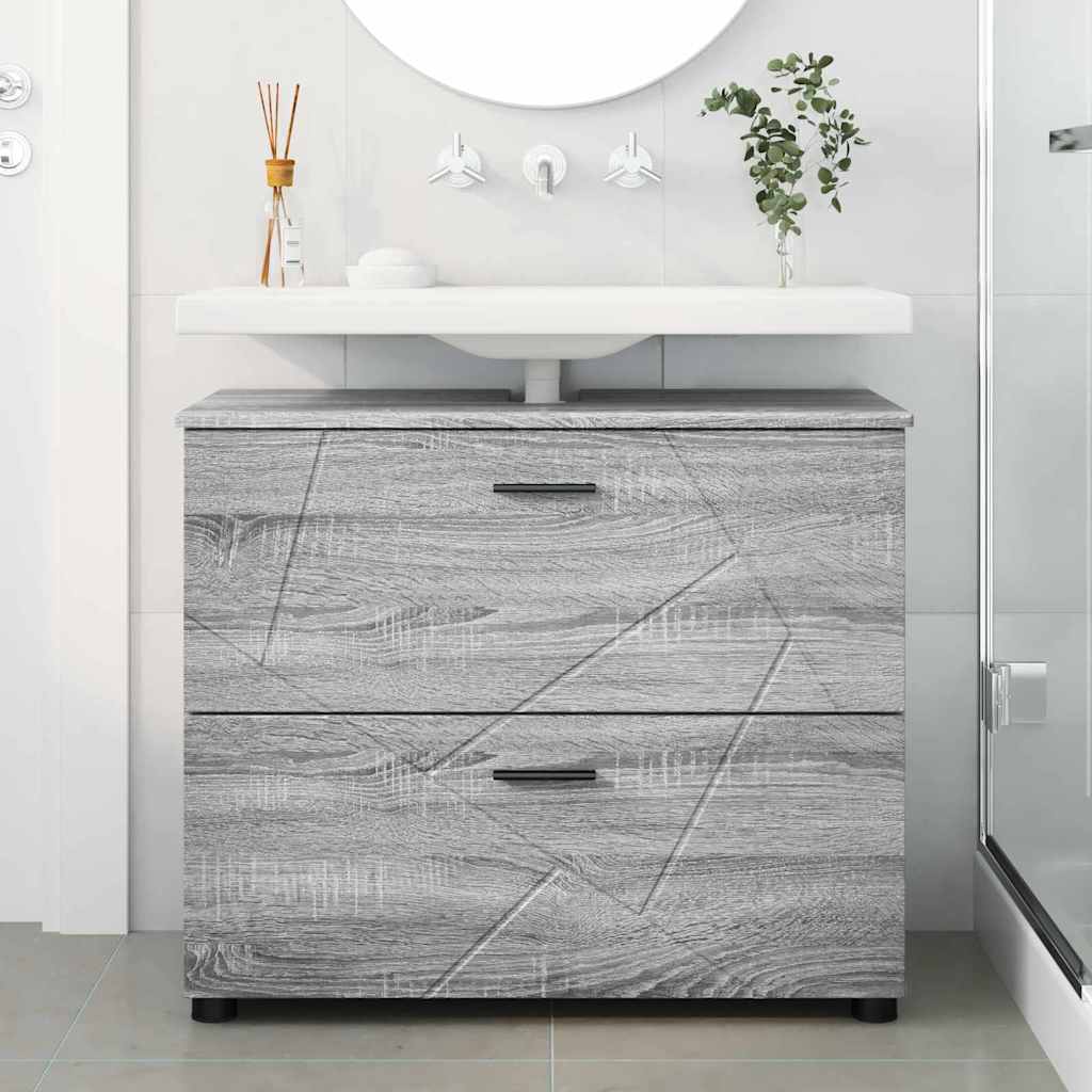 Badezimmerschrank mit Speicher Graues Sonoma 76,5 x 35 x 64 cm