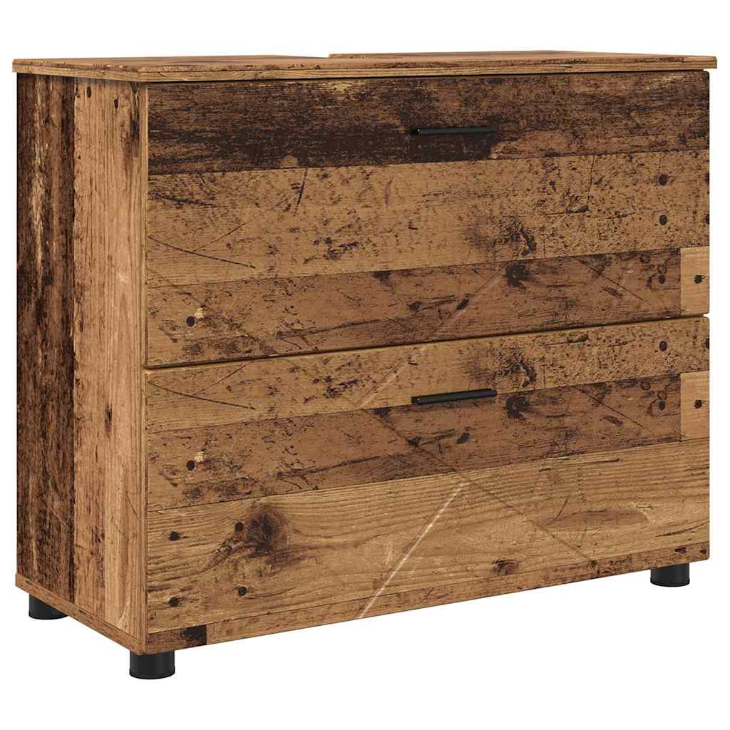 Badezimmerschrank mit Schubladen Altholz 76,5 x 35 x 64 cm