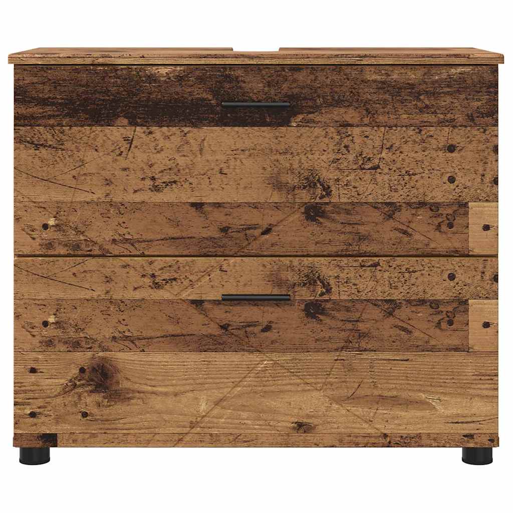 Badezimmerschrank mit Schubladen Altholz 76,5 x 35 x 64 cm