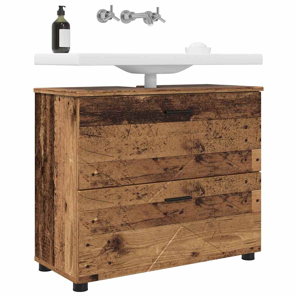 Badezimmerschrank mit Schubladen Altholz 76,5 x 35 x 64 cm