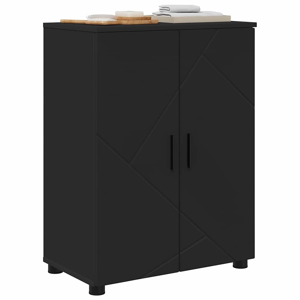 Badezimmerschrank mit Speicher mit Tür Schwarz 60 x 35 x 80 cm