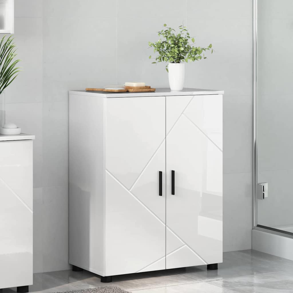 Badezimmerschrank mit Speicher Hochglanz Weiß 60 x 35 x 80 cm