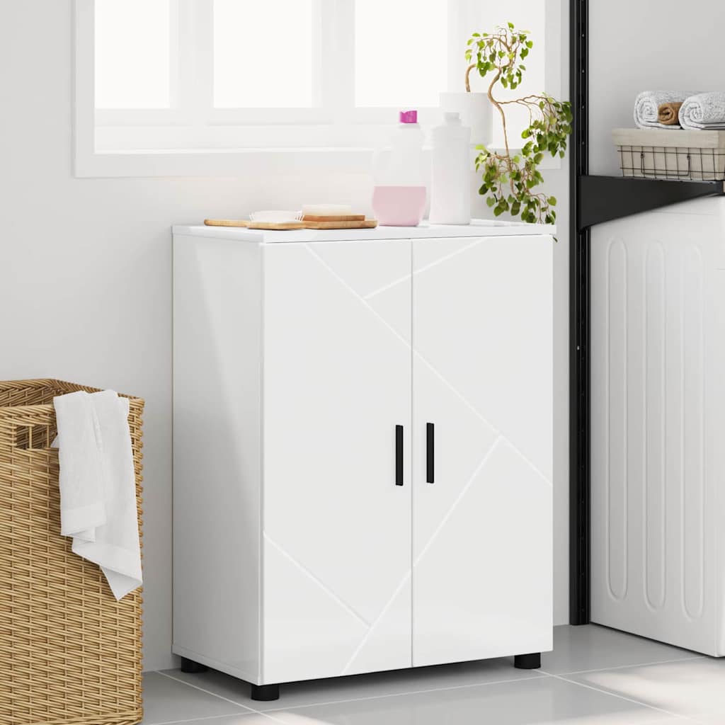 Badezimmerschrank mit Speicher Hochglanz Weiß 60 x 35 x 80 cm