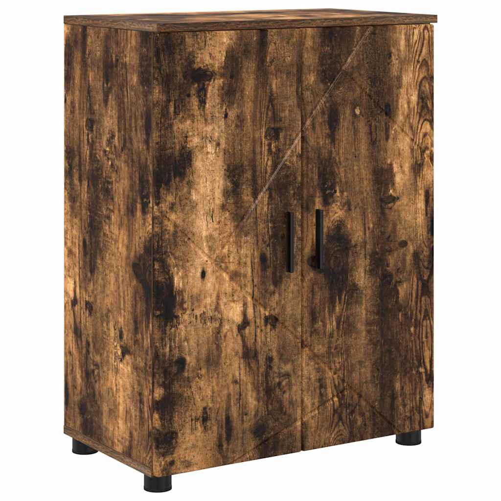 Badezimmerschrank mit Tür Geräucherte Eiche 60 x 35 x 80 cm