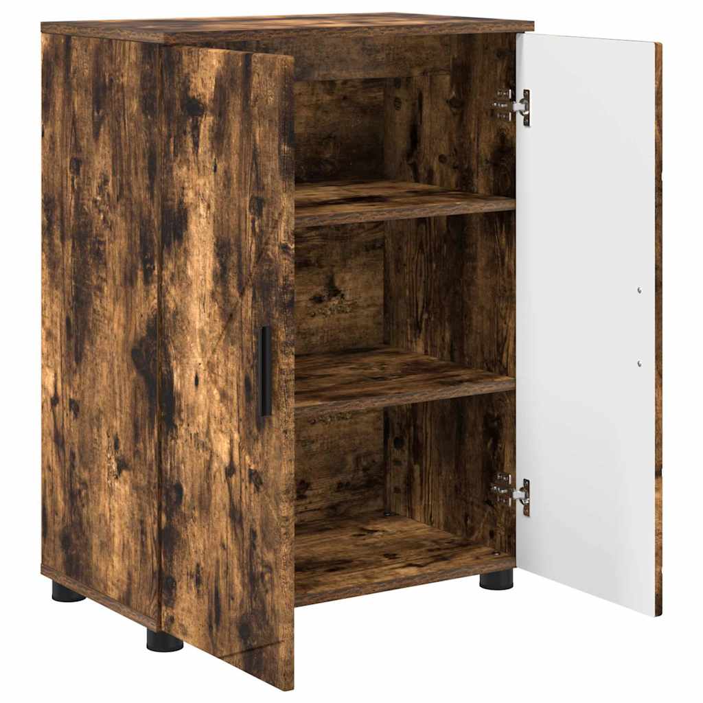 Badezimmerschrank mit Tür Geräucherte Eiche 60 x 35 x 80 cm