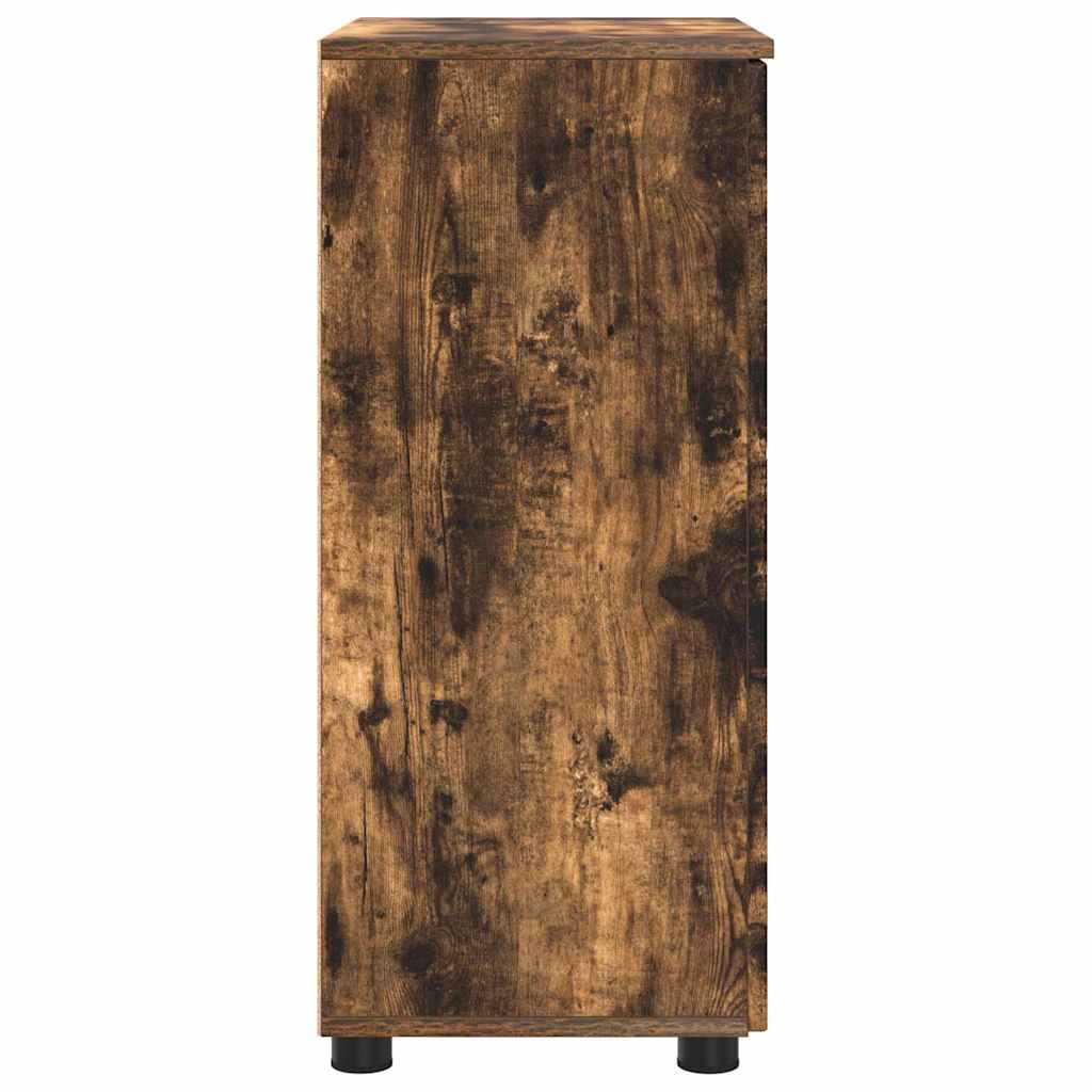 Badezimmerschrank mit Tür Geräucherte Eiche 60 x 35 x 80 cm