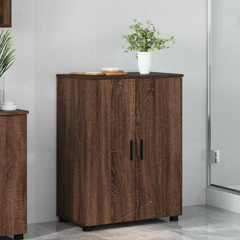 Badezimmerschrank mit Tür Braun Eichen-Optik 60 x 35 x 80 cm