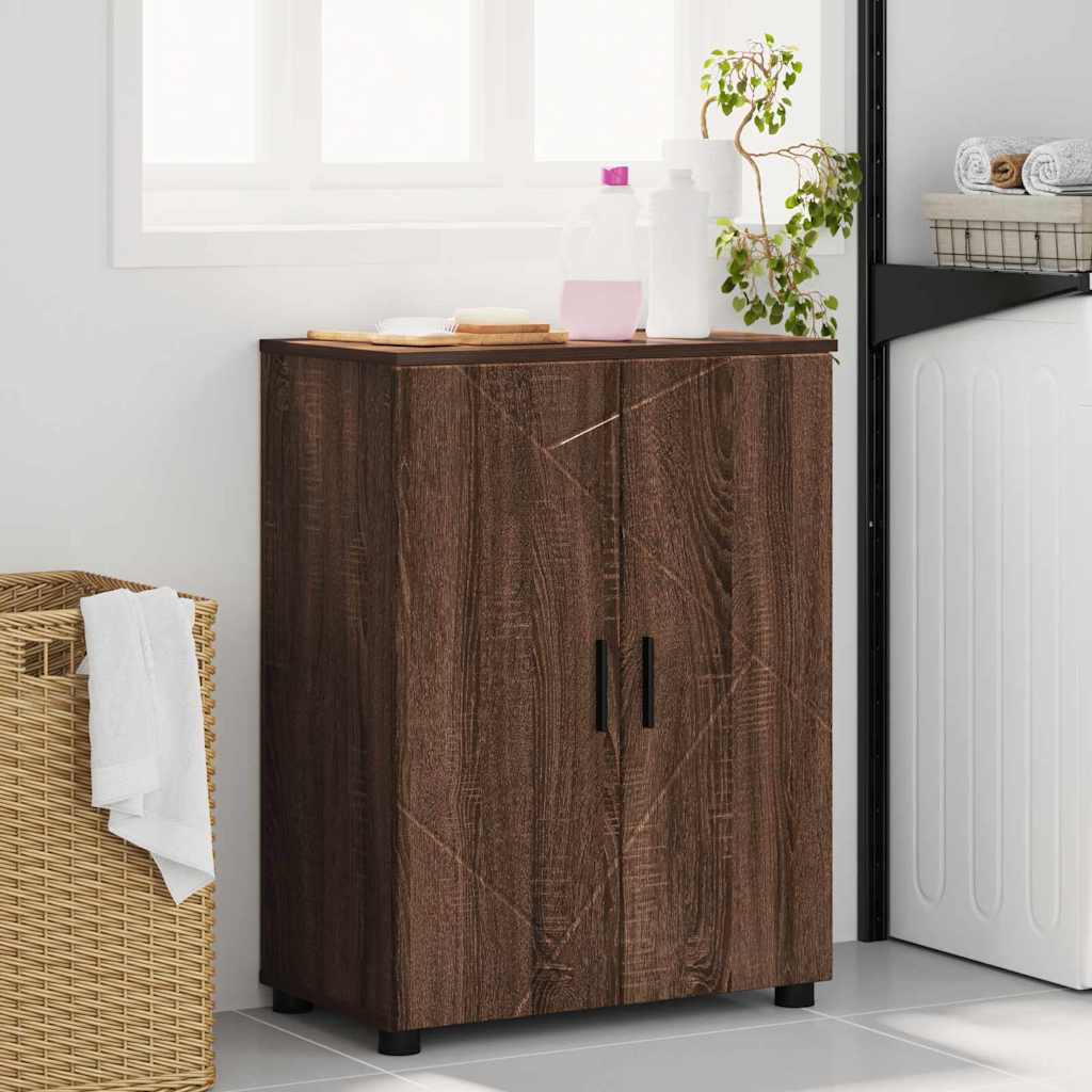 Badezimmerschrank mit Tür Braun Eichen-Optik 60 x 35 x 80 cm