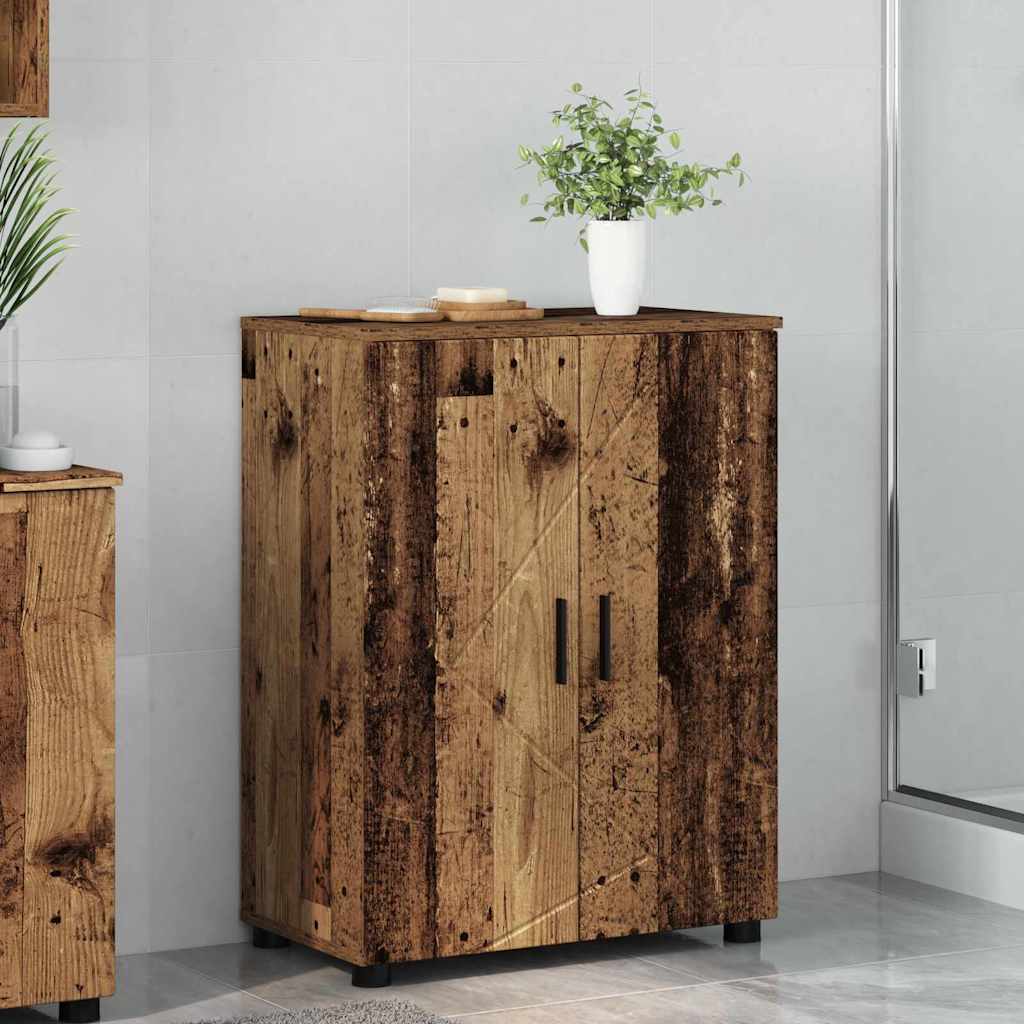 Badezimmerschrank mit Speicher mit Tür Altholz 60 x 35 x 80 cm
