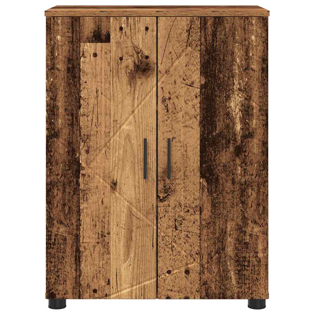 Badezimmerschrank mit Speicher mit Tür Altholz 60 x 35 x 80 cm