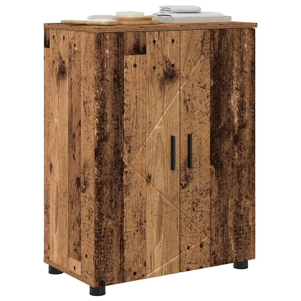 Badezimmerschrank mit Speicher mit Tür Altholz 60 x 35 x 80 cm