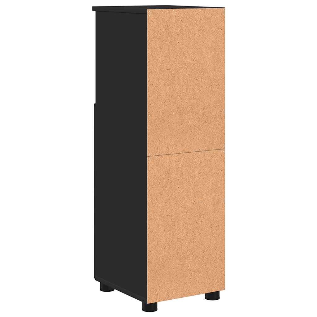 Badezimmerschrank mit Speicher mit Tür Schwarz 30 x 35 x 95 cm