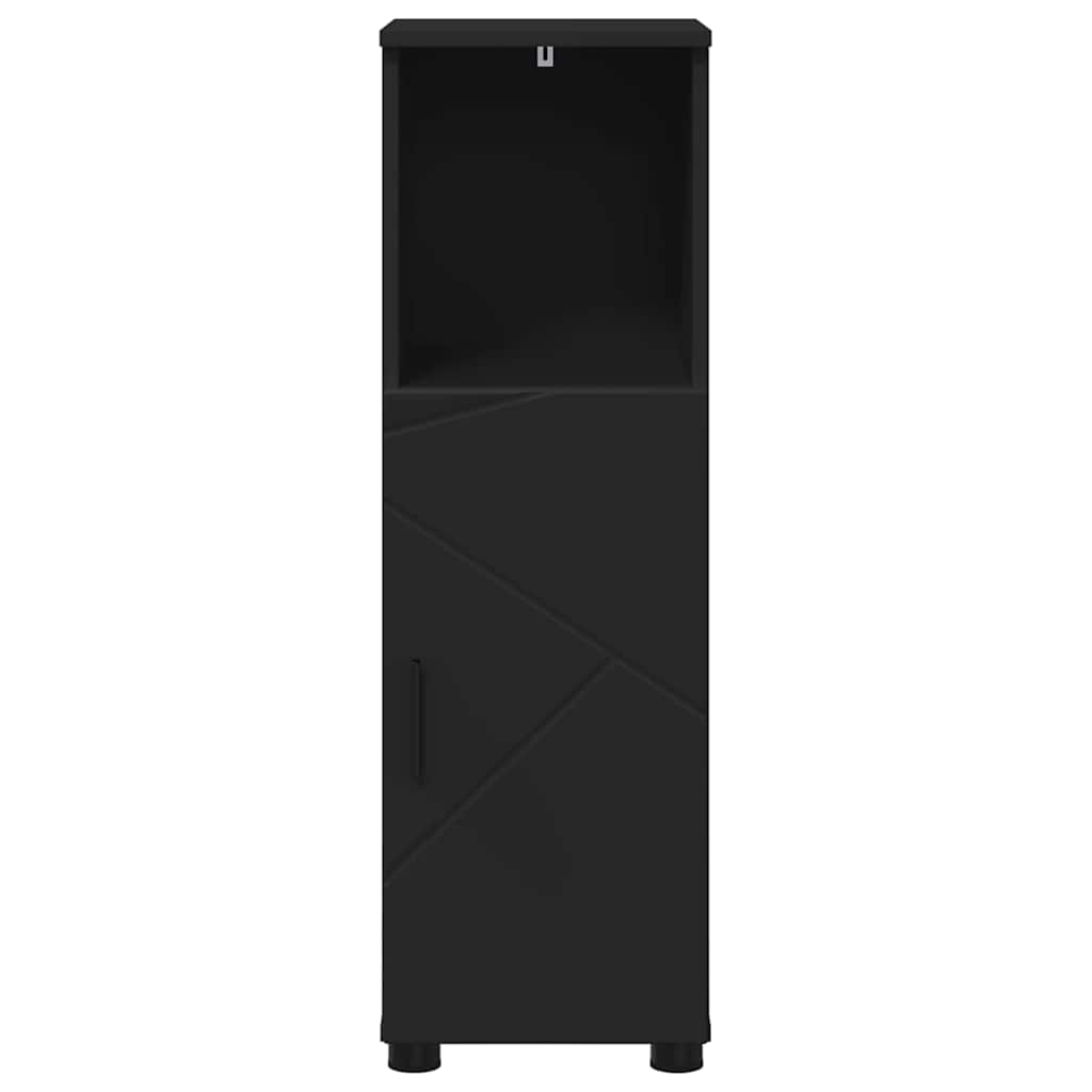 Badezimmerschrank mit Speicher mit Tür Schwarz 30 x 35 x 95 cm