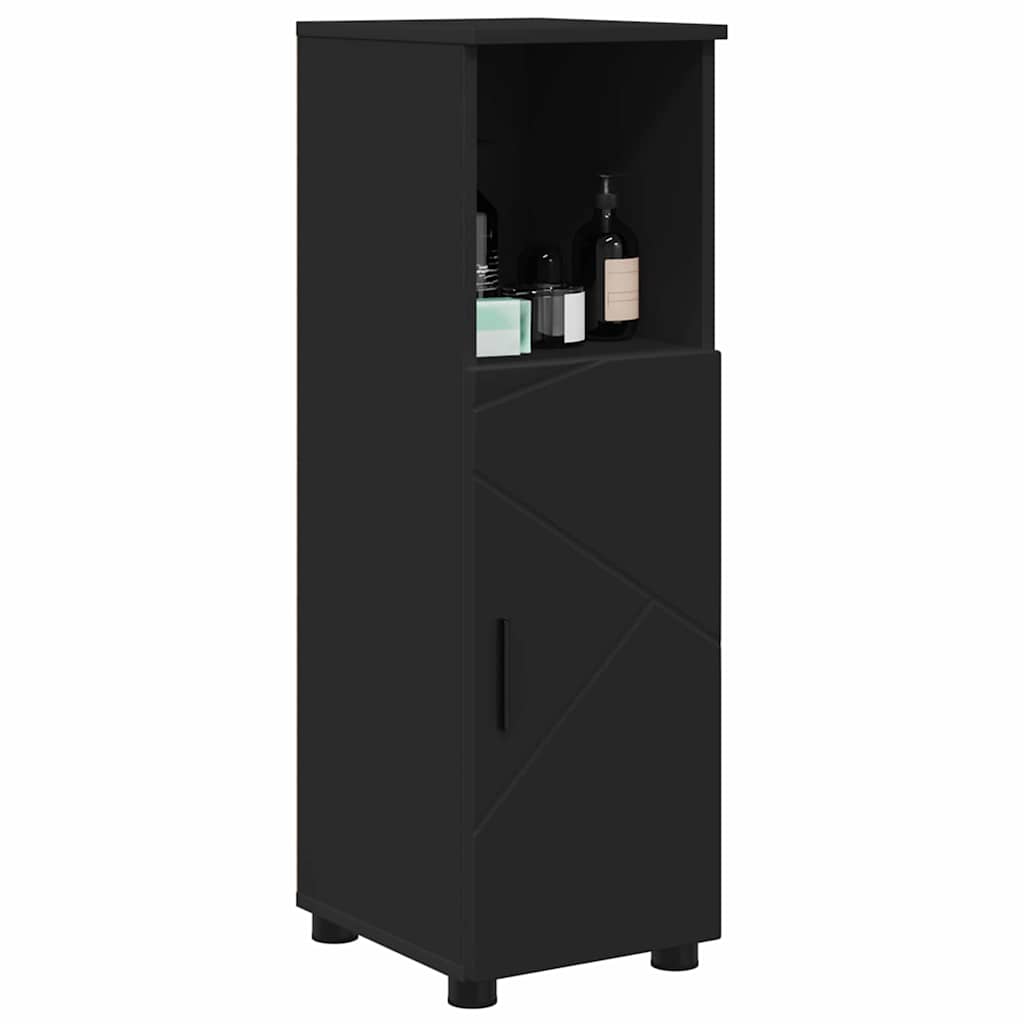 Badezimmerschrank mit Speicher mit Tür Schwarz 30 x 35 x 95 cm