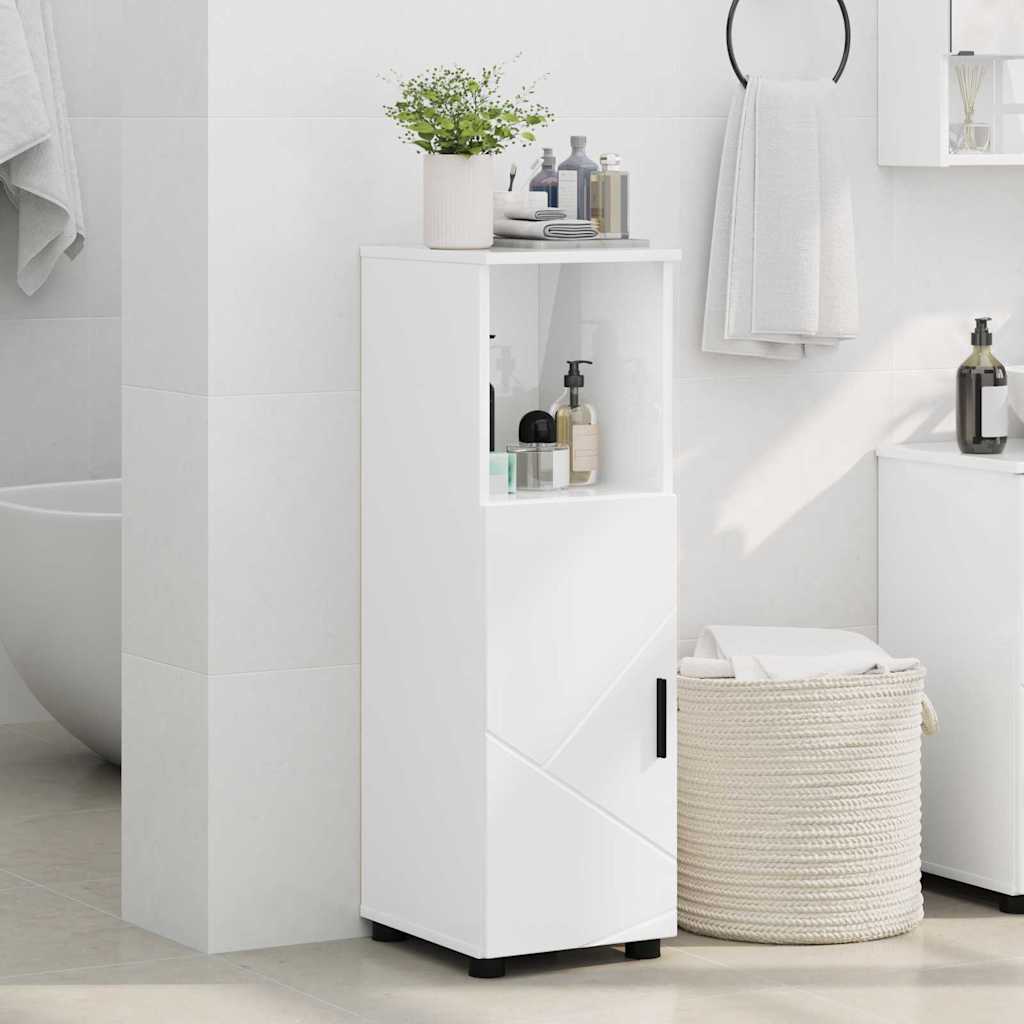 Badezimmerschrank mit Speicher Hochglanz Weiß 30 x 35 x 95 cm