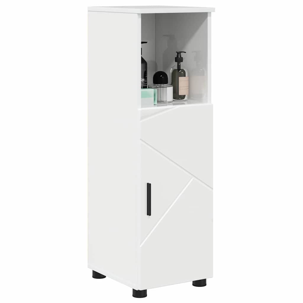Badezimmerschrank mit Speicher Hochglanz Weiß 30 x 35 x 95 cm