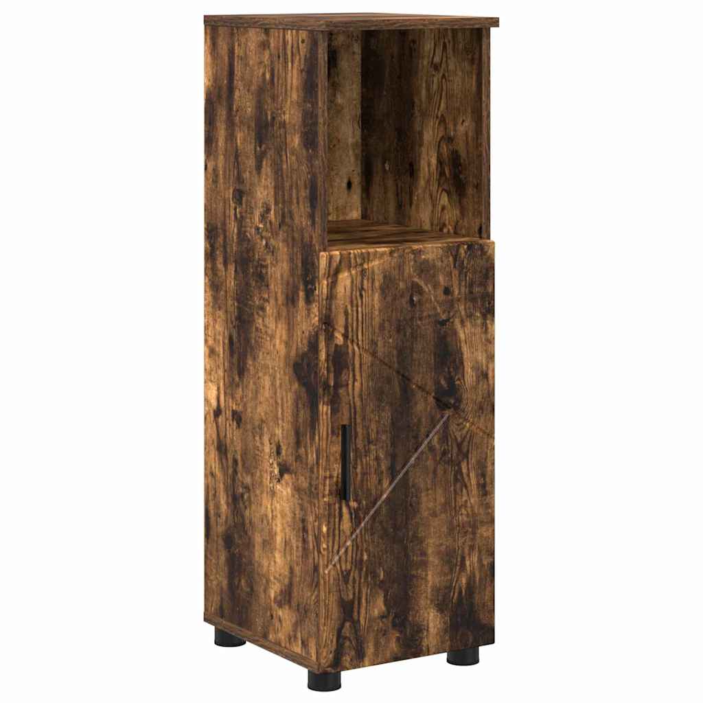 Badezimmerschrank mit Tür Geräucherte Eiche 30 x 35 x 95 cm