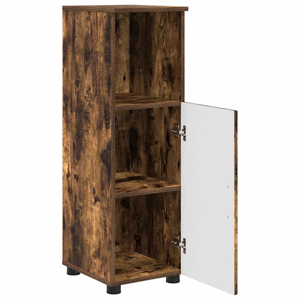 Badezimmerschrank mit Tür Geräucherte Eiche 30 x 35 x 95 cm