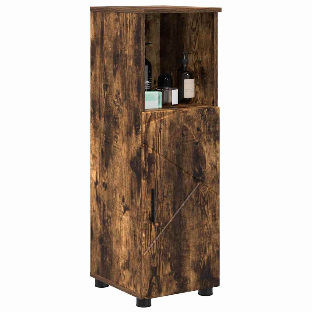 Badezimmerschrank mit Tür Geräucherte Eiche 30 x 35 x 95 cm