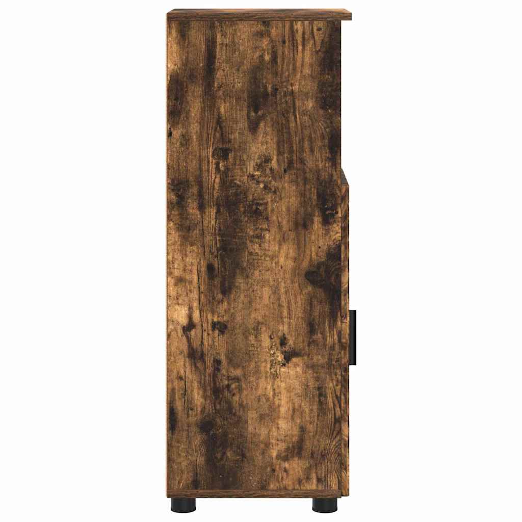 Badezimmerschrank mit Tür Geräucherte Eiche 30 x 35 x 95 cm