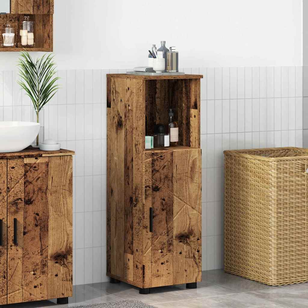 Badezimmerschrank mit Speicher mit Tür Altholz 30 x 35 x 95 cm