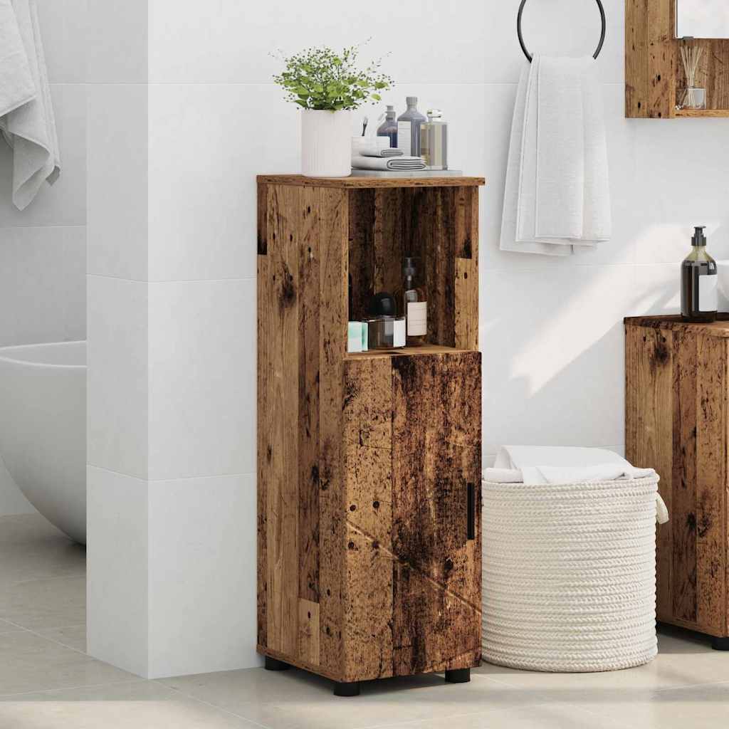 Badezimmerschrank mit Speicher mit Tür Altholz 30 x 35 x 95 cm