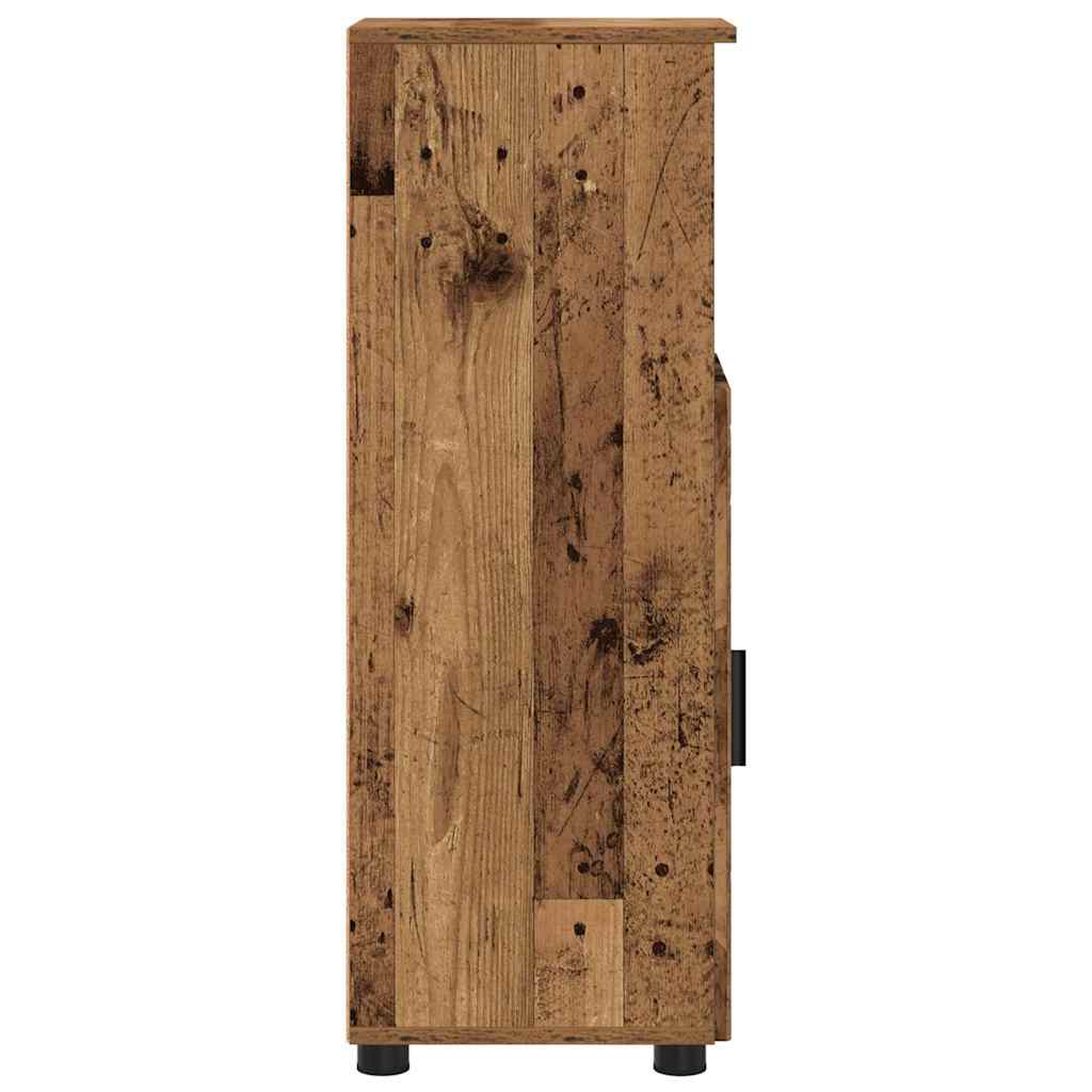 Badezimmerschrank mit Speicher mit Tür Altholz 30 x 35 x 95 cm