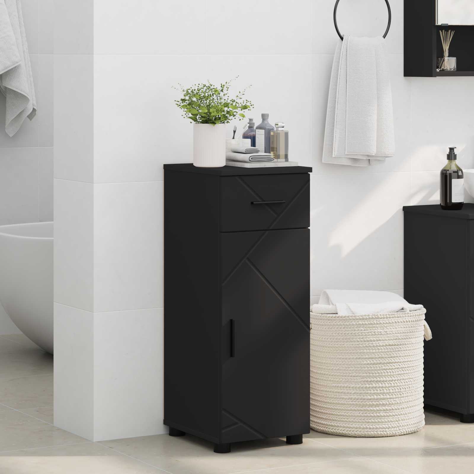 Badezimmerschrank mit Schubladen Schwarz 30 x 35 x 80 cm