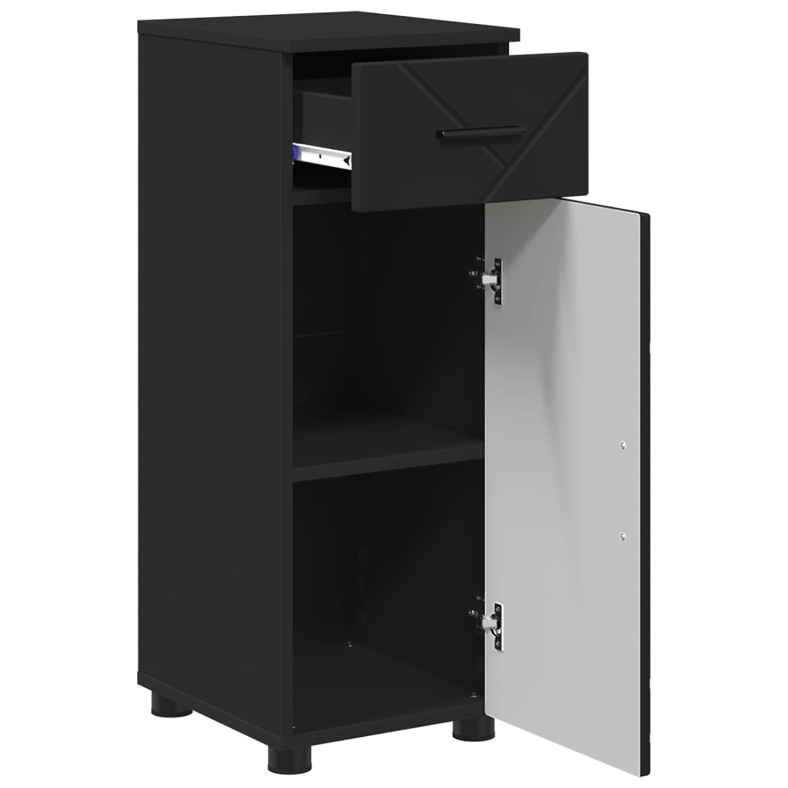 Badezimmerschrank mit Schubladen Schwarz 30 x 35 x 80 cm
