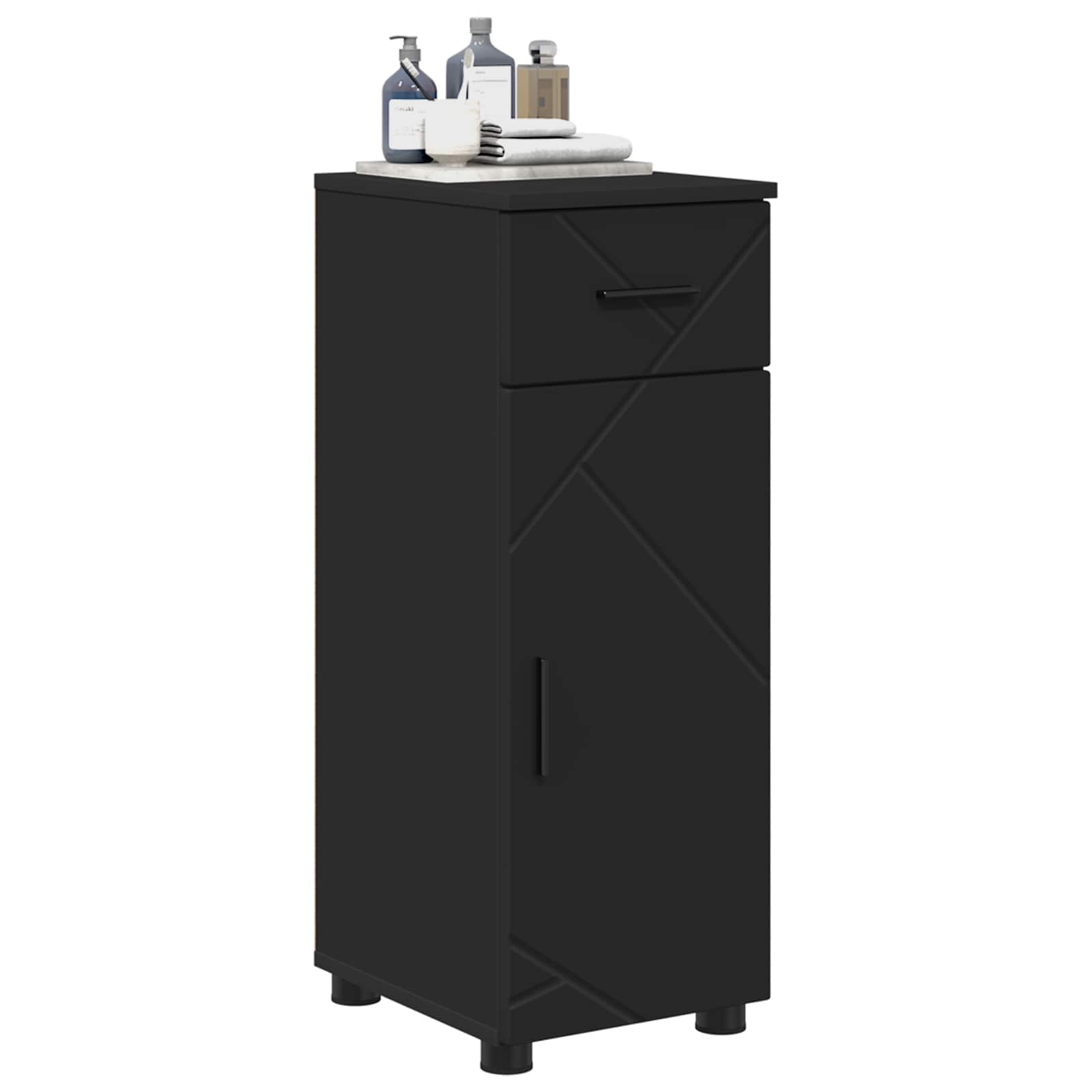 Badezimmerschrank mit Schubladen Schwarz 30 x 35 x 80 cm