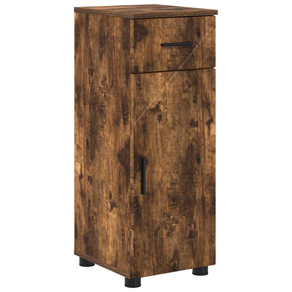 Badezimmerschrank mit Tür Geräucherte Eiche 30 x 35 x 80 cm