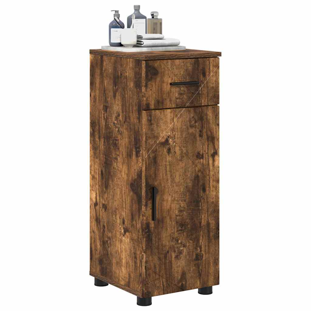 Badezimmerschrank mit Tür Geräucherte Eiche 30 x 35 x 80 cm