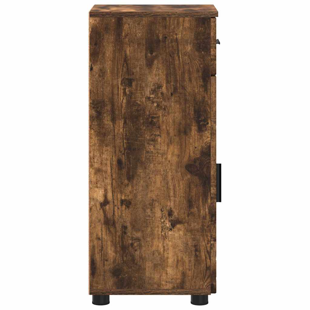 Badezimmerschrank mit Tür Geräucherte Eiche 30 x 35 x 80 cm