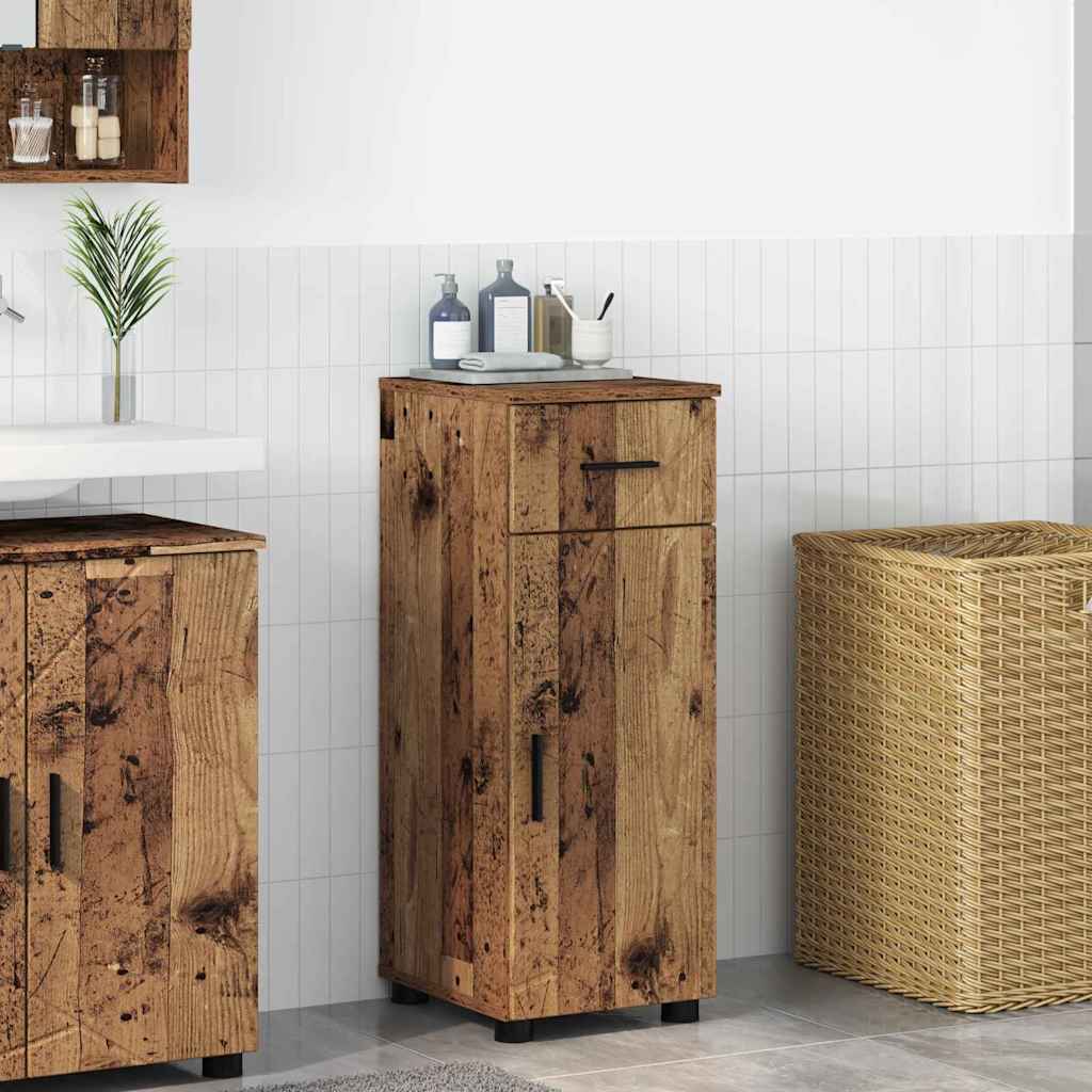 Badezimmerschrank mit Schubladen Altholz 30 x 35 x 80 cm
