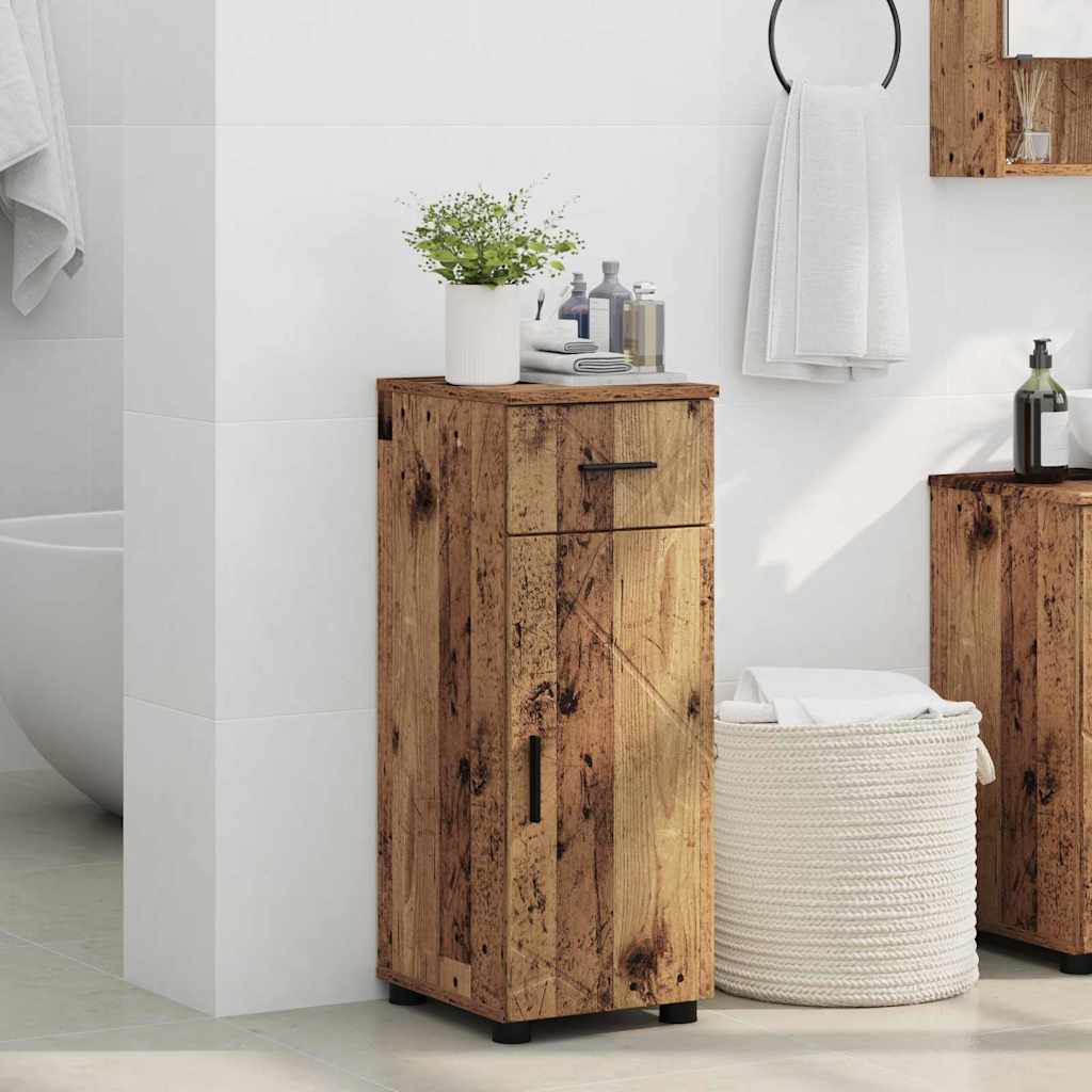 Badezimmerschrank mit Schubladen Altholz 30 x 35 x 80 cm