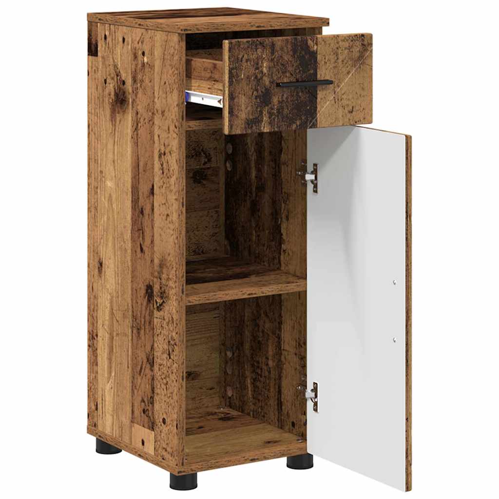 Badezimmerschrank mit Schubladen Altholz 30 x 35 x 80 cm