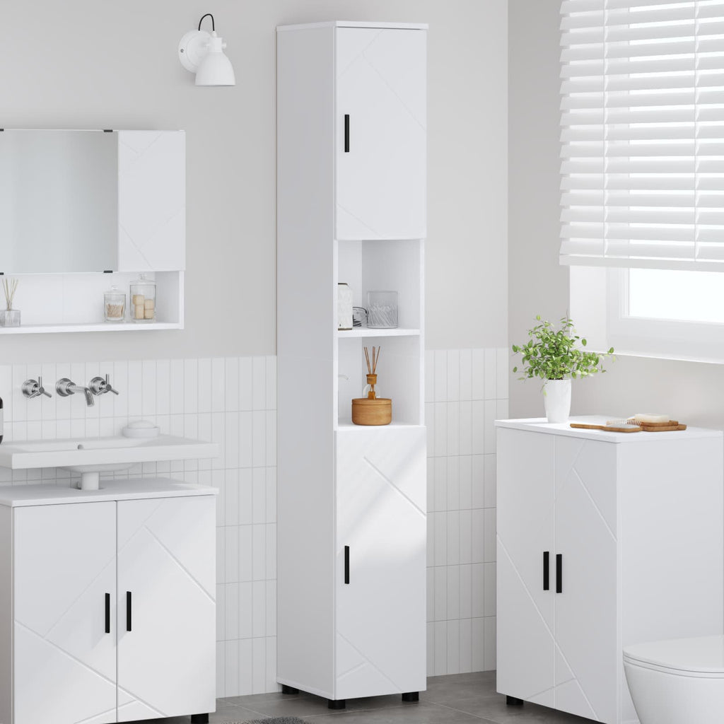 Badezimmerschrank Weiß 30 x 35 x 192 cm Holzwerkstoff & Metall