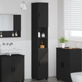 Badezimmerschrank mit Speicher mit Tür Schwarz 30 x 35 x 192 cm