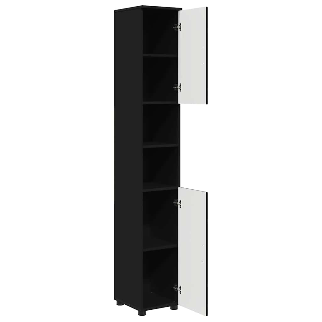 Badezimmerschrank mit Speicher mit Tür Schwarz 30 x 35 x 192 cm