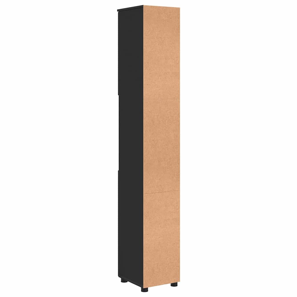 Badezimmerschrank mit Speicher mit Tür Schwarz 30 x 35 x 192 cm