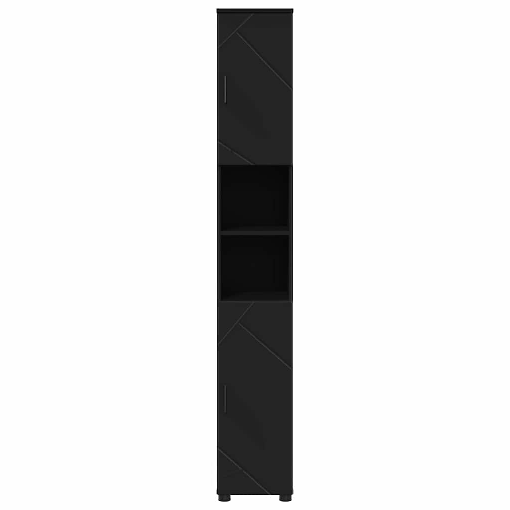 Badezimmerschrank mit Speicher mit Tür Schwarz 30 x 35 x 192 cm