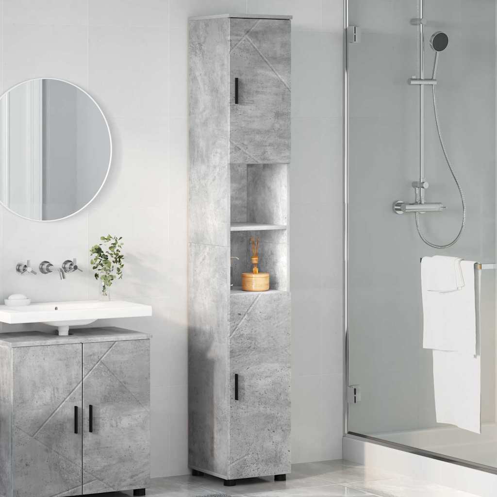Badezimmerschrank mit Speicher Beton Grau 30 x 35 x 192 cm