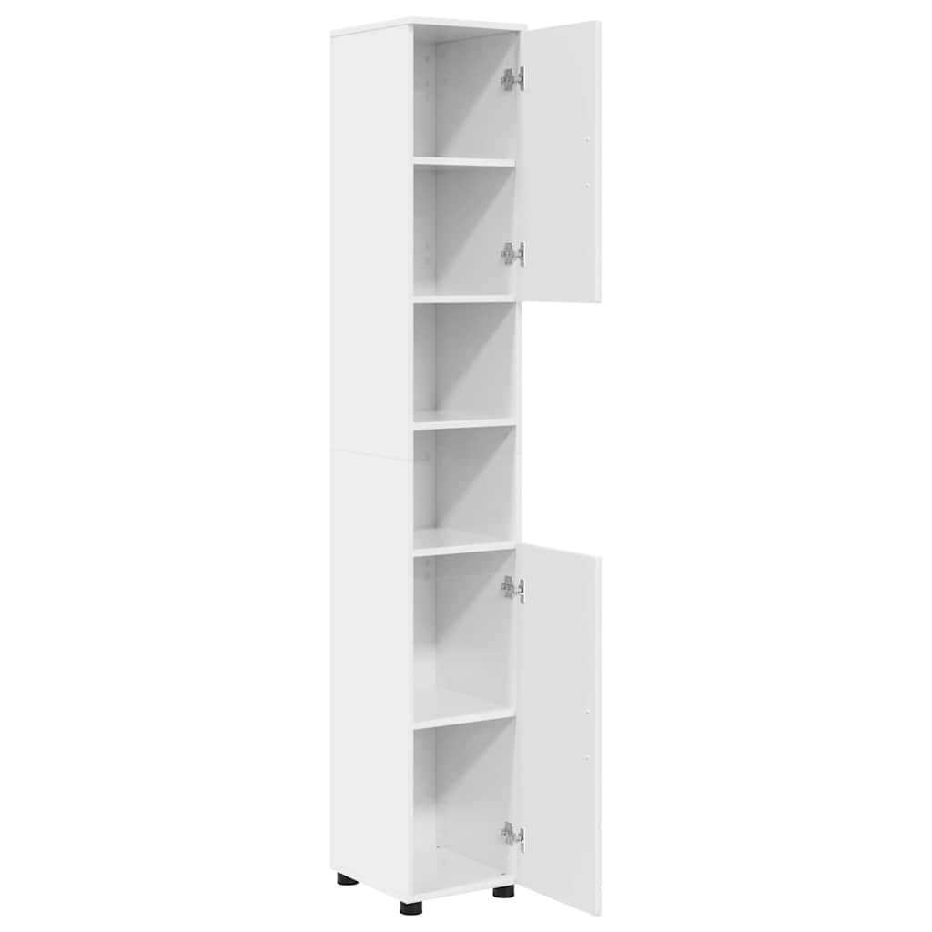 Badezimmerschrank mit Speicher Hochglanz Weiß 30 x 35 x 192 cm
