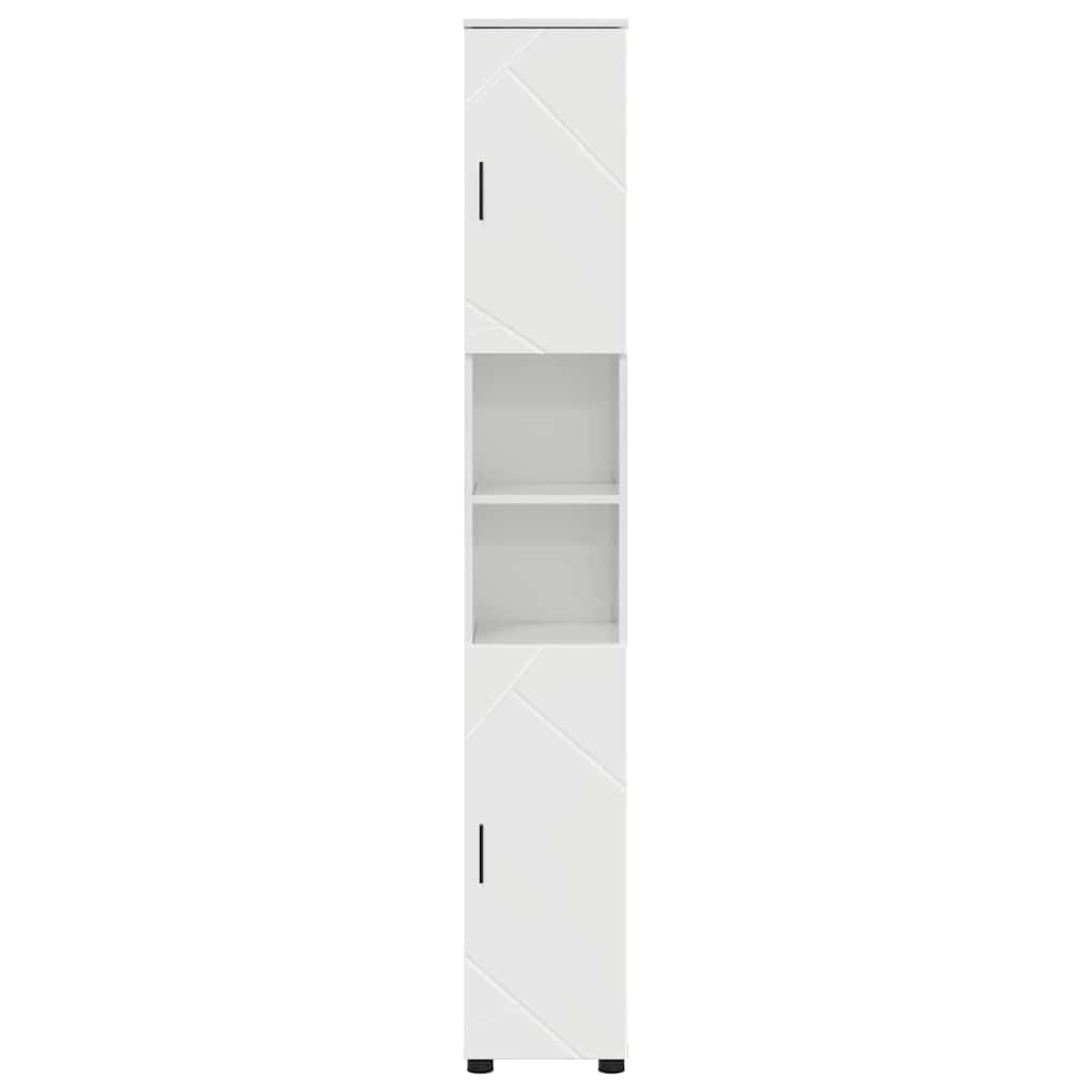 Badezimmerschrank mit Speicher Hochglanz Weiß 30 x 35 x 192 cm