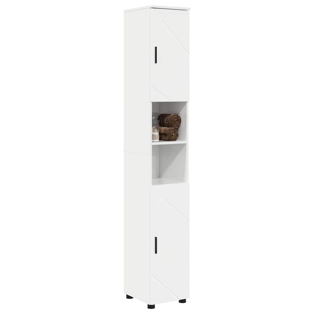 Badezimmerschrank mit Speicher Hochglanz Weiß 30 x 35 x 192 cm